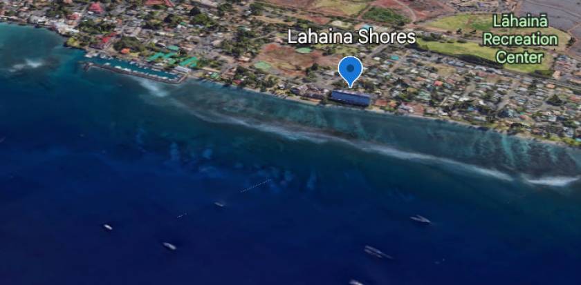 Lahaina Shores resort view from the sky