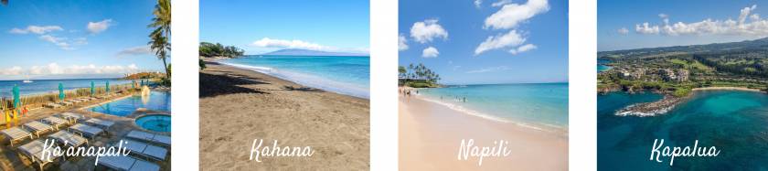 images of Kaanapali beach, Kapalua Beach, Napili Bay, and Kapalua - West Maui Beaches